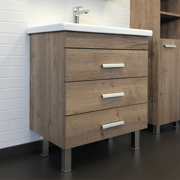 Тумба с раковиной Comforty Никосия 70H 00-00008854 70 см (дуб тёмный) напольная