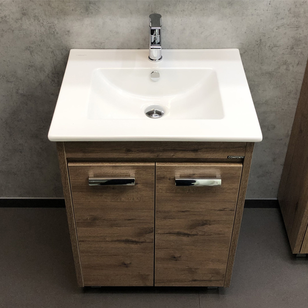 Тумба с раковиной Comforty Марио 00-00004155 60 см (дуб тёмный) напольная