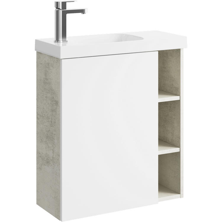 Корпус тумбы под раковину Aqwella Alba ALB0106LLS 60 см L без фасада (светлый камень) подвесной