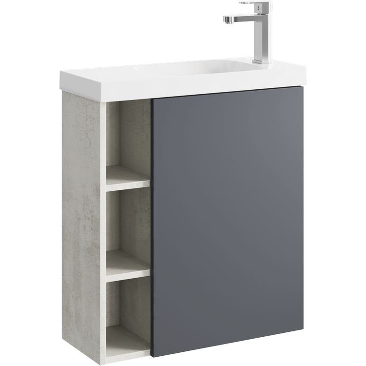 Корпус тумбы под раковину Aqwella Alba ALB0106RLS 60 см R без фасада (светлый камень) подвесной