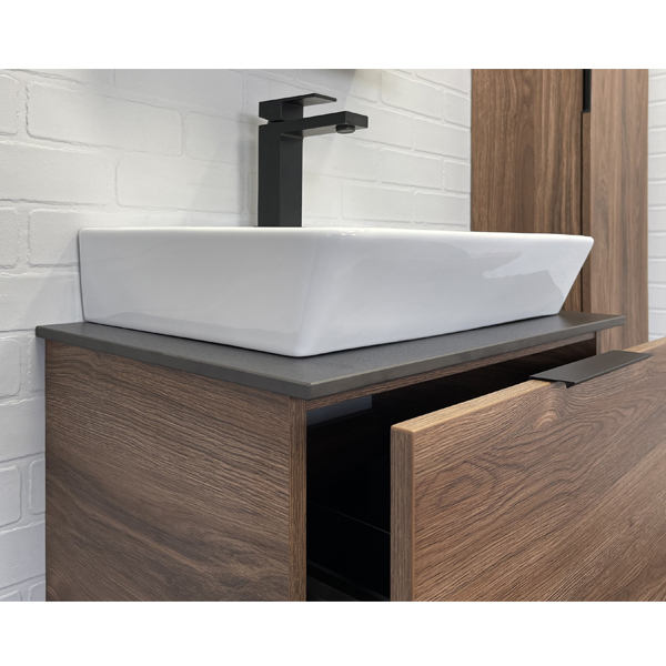 Тумба с раковиной Comforty Порто 00-00010677 60 см (дуб тёмно-коричневый ) подвесная