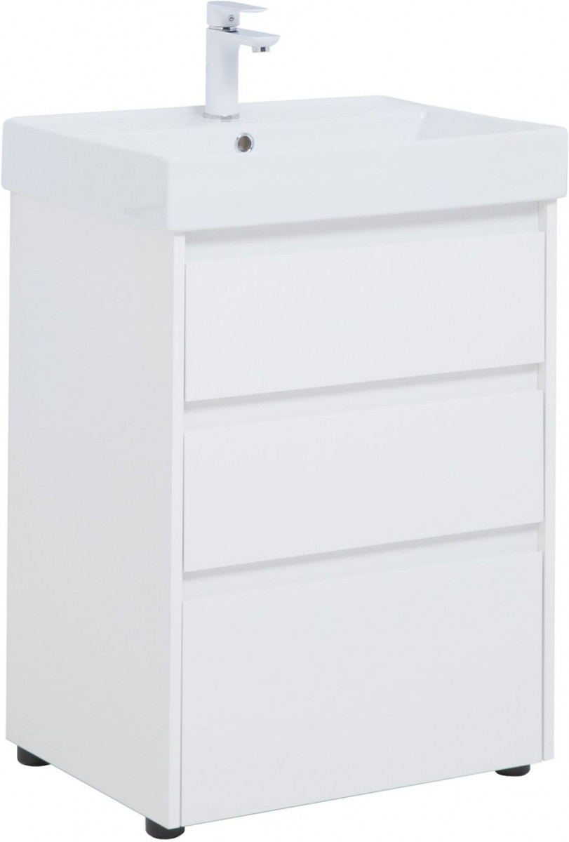 Тумба под раковину Aquanet Nova Lite 302469 60 см (белый) 3 ящика, напольная