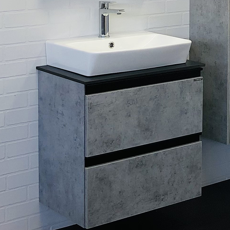 Тумба с раковиной Comforty Эдинбург-60-2 00-00005700 60 см (бетон светлый) подвесная