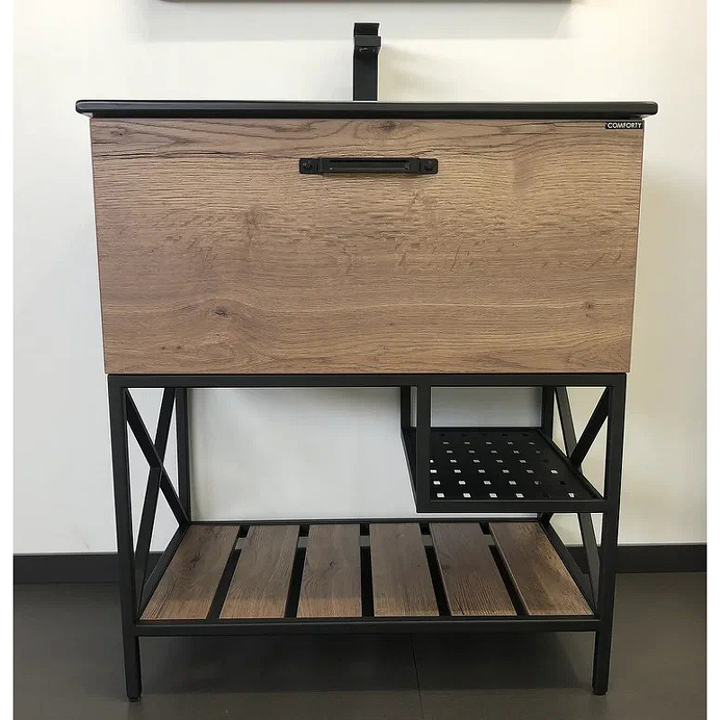 Тумба с раковиной Comforty Бредфорд 00004149064 75 см (дуб тёмный) напольная