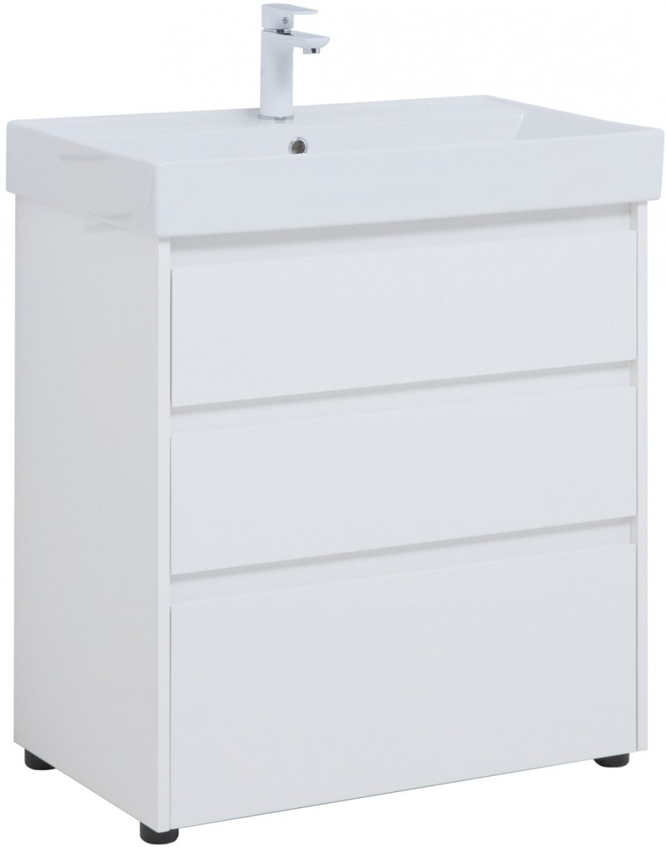 Тумба под раковину Aquanet Nova Lite 302472 75 см (белый) 3 ящика, напольная