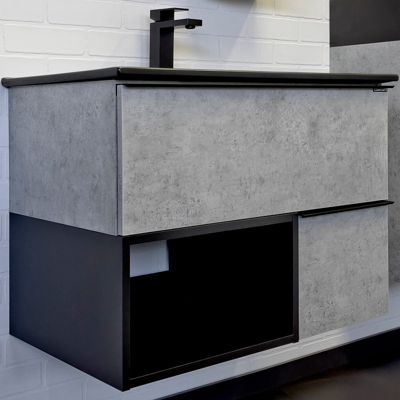 Тумба с раковиной Comforty Франкфурт 00-00011082 75 см (бетон светлый) подвесная