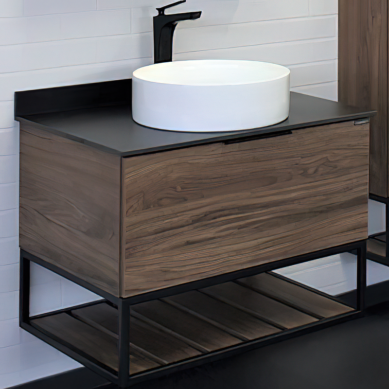 Тумба с раковиной Comforty Порто 00-00008926 75 см (дуб тёмно-коричневый) подвесная