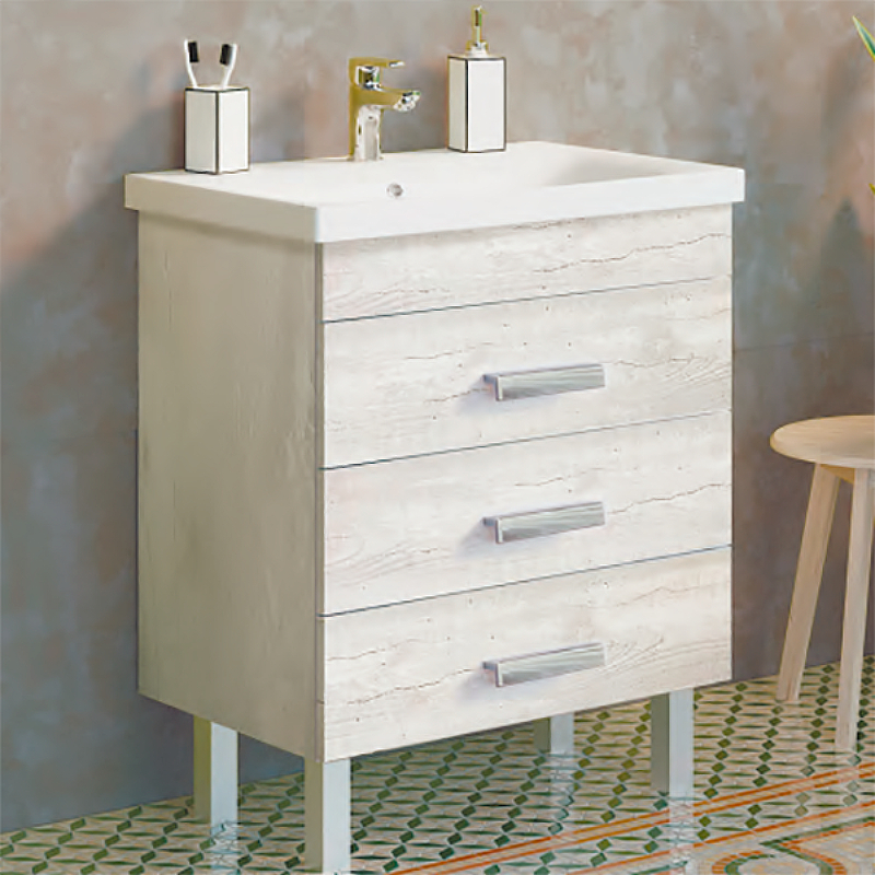 Тумба с раковиной Comforty Никосия 70H 00-00005793 70 см (дуб белый) напольная