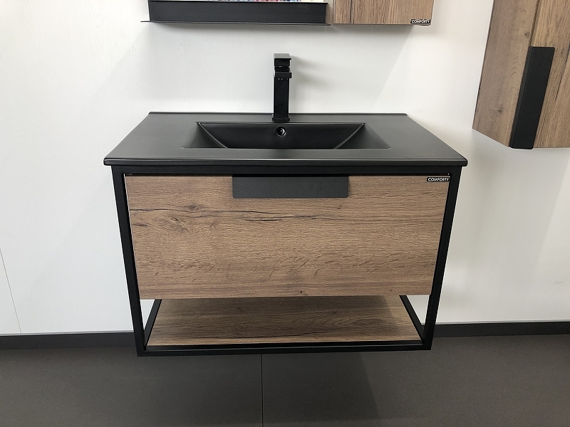 Тумба с раковиной Comforty Бонн 00-00001936 75 см (дуб тёмный) подвесная