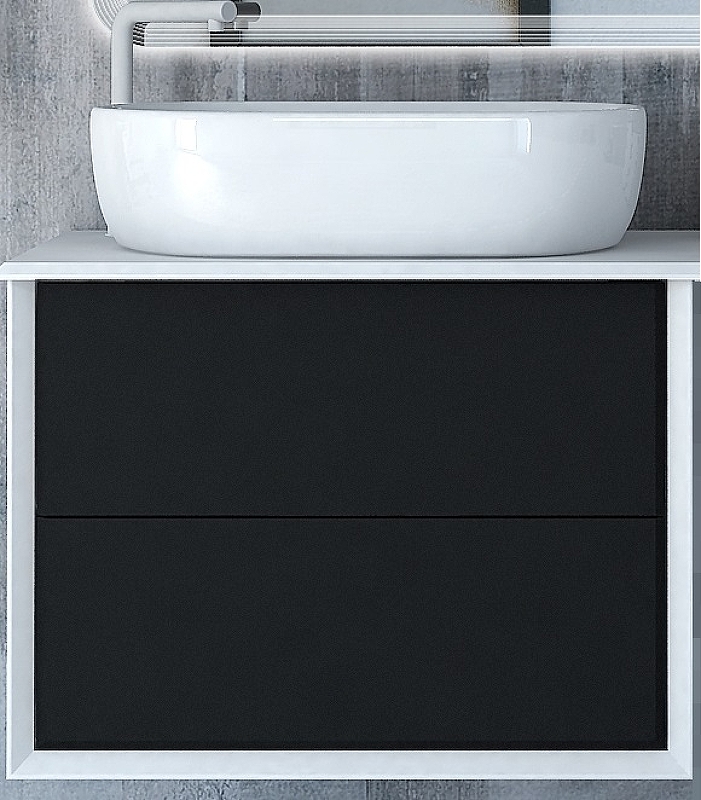 Тумба под раковину Cezares Bellagio 54715 70 см (графит матовый/белый) подвесная