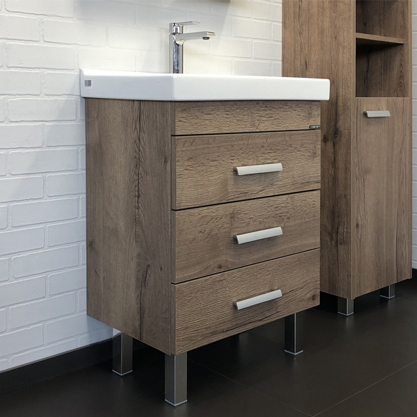 Тумба с раковиной Comforty Никосия 60Н 00-00008852 60 см (дуб тёмный) напольная