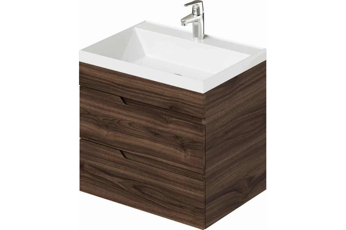 Тумба с раковиной Итана Alexa 4657834372689 60 см (орех пекан шоколад стронг) подвесная