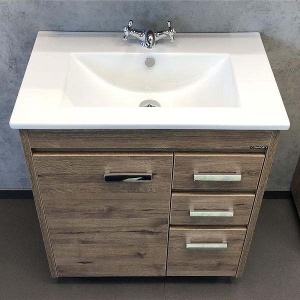 Тумба с раковиной Comforty Марио 00-00004157 75 см (дуб тёмный) напольная