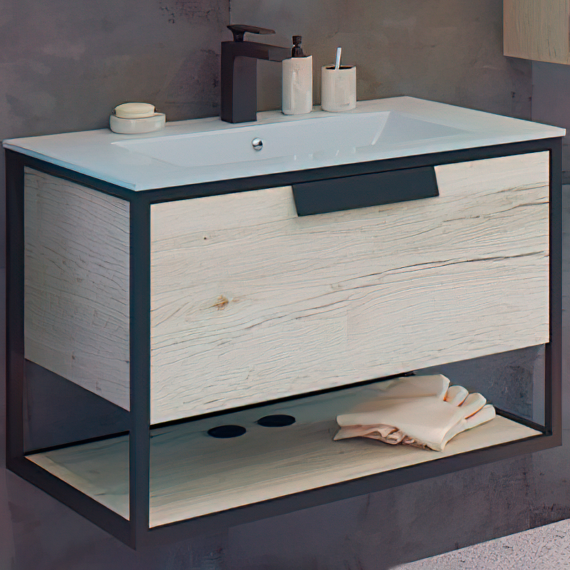 Тумба с раковиной Comforty Бонн 00-00008475 75 см (графит/дуб дымчатый) подвесная