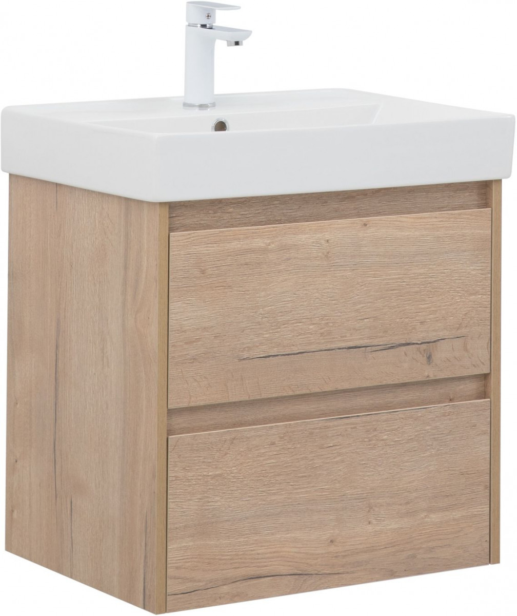 Тумба под раковину Aquanet Nova Lite 287901 60 см (дуб крафт) 2 ящика, подвесная