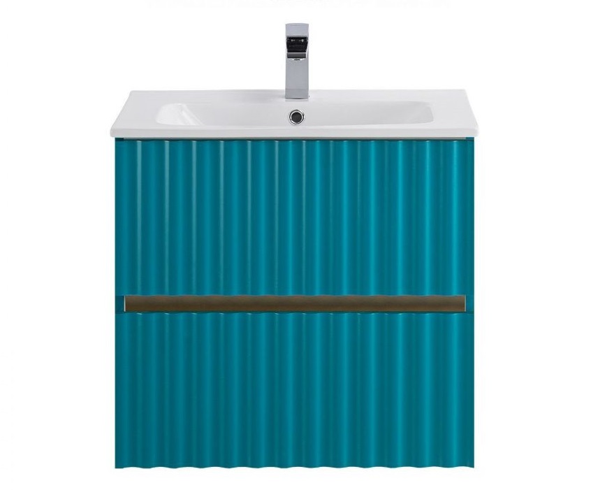 Тумба под раковину Art&Max Elegant AM-ELEGANT-600-2C-SO-TM-LED 60 см (бирюзовый матовый) подвесная