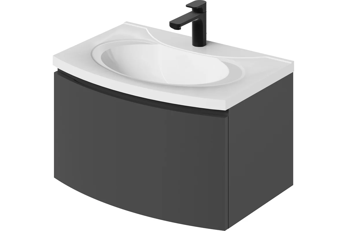 Тумба с раковиной Итана Arko Y 4657836463576 70 см (эмаль графит матовый) подвесная