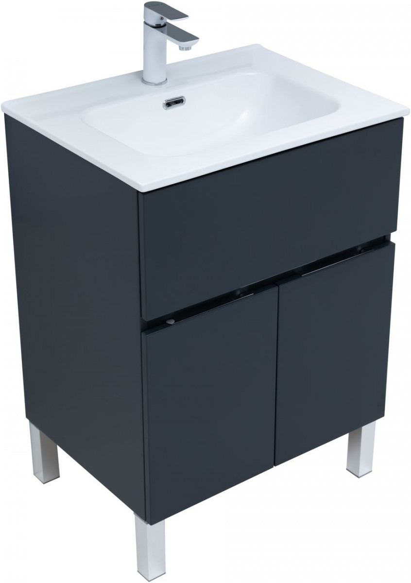 Тумба под раковину Aquanet Алвита New 277547 60 см (антрацит) 1 ящик 2 дверцы, напольная