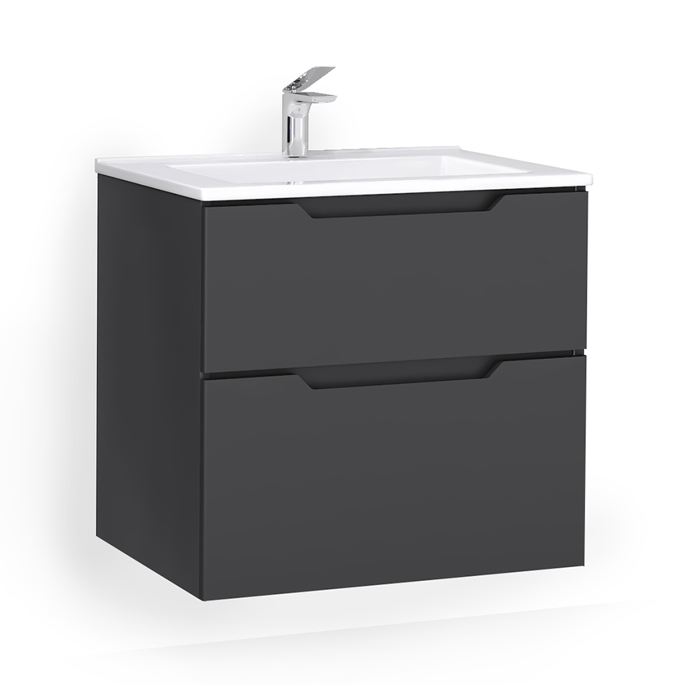 Тумба под раковину Jorno Slide Sli.01.65/P/A 65 см (антрацит)