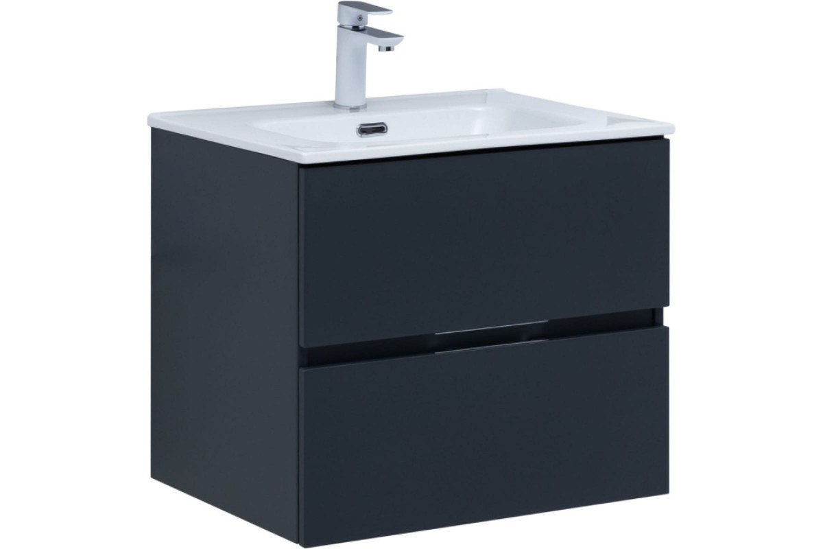 Тумба под раковину Aquanet Алвита New 277511 60 см (антрацит) 2 ящика, подвесная