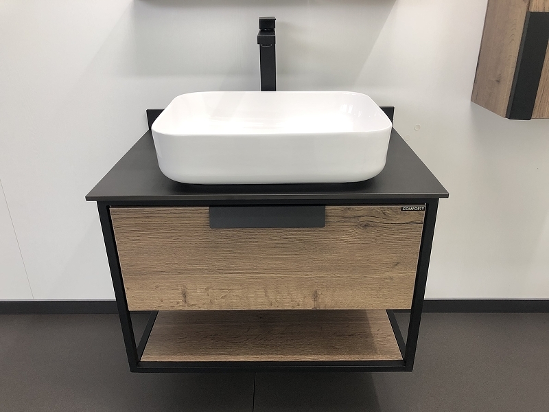Тумба с раковиной Comforty Кёльн 00004149065 75 см (дуб тёмный) подвесная