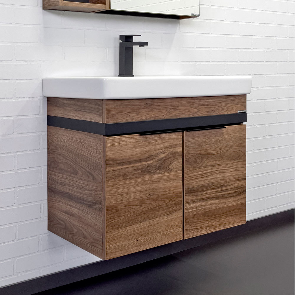Тумба с раковиной Comforty Соло 00-00010978 70 см (дуб тёмно-коричневый) подвесная