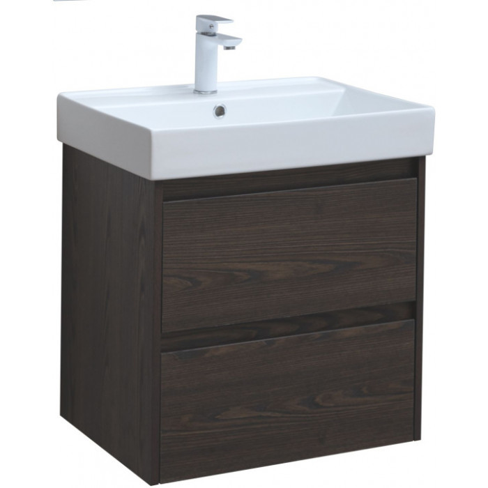 Тумба под раковину Aquanet Nova Lite 287894 60 см (дуб черный) 2 ящика, подвесная