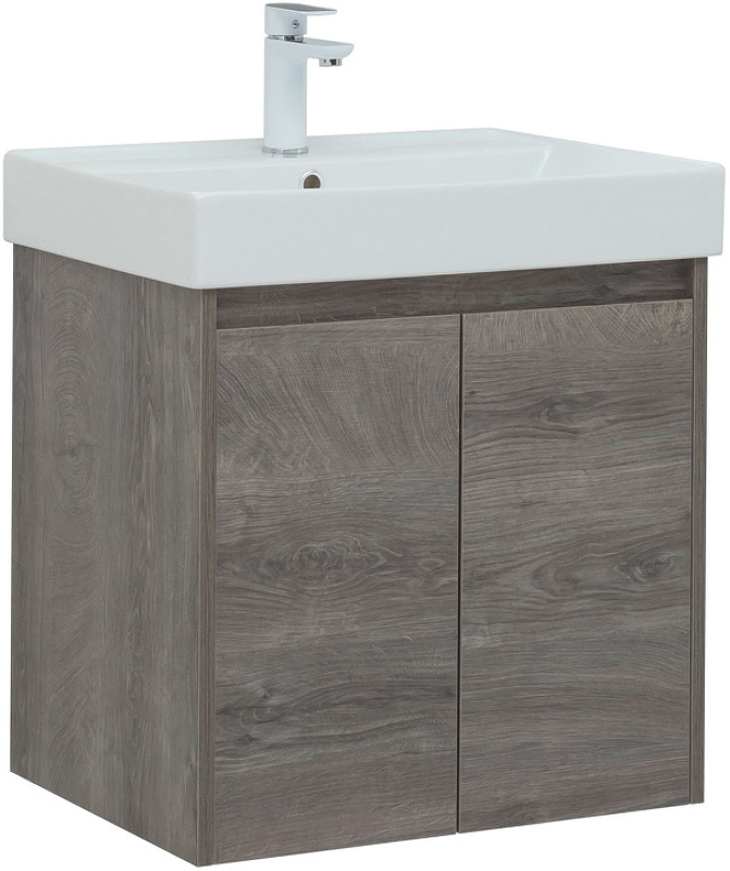 Тумба под раковину Aquanet Nova Lite 298848 60 см (дуб рошелье) 2 дверцы, подвесная