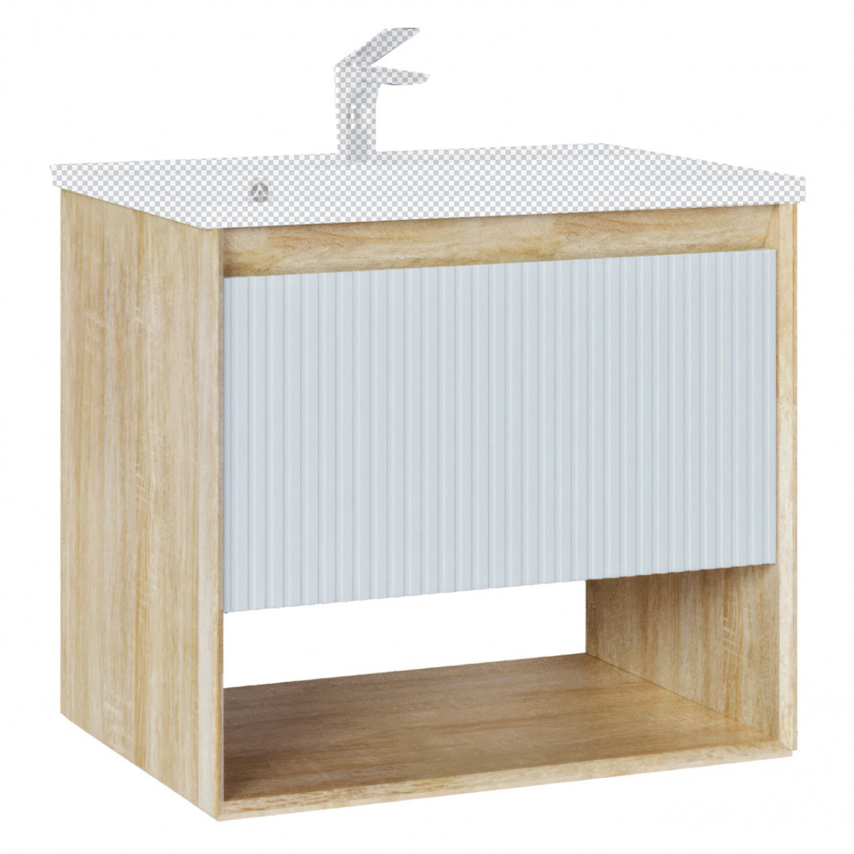 Тумба под раковину Jorno Tossony Toss.01.70/P/SS-W/JR 70 см (белый/светлое дерево) подвесная