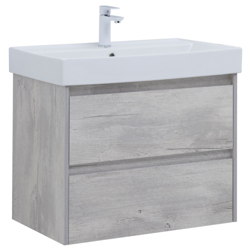 Тумба под раковину Aquanet Nova Lite 287875 75 см (дуб белый) 2 ящика, подвесная