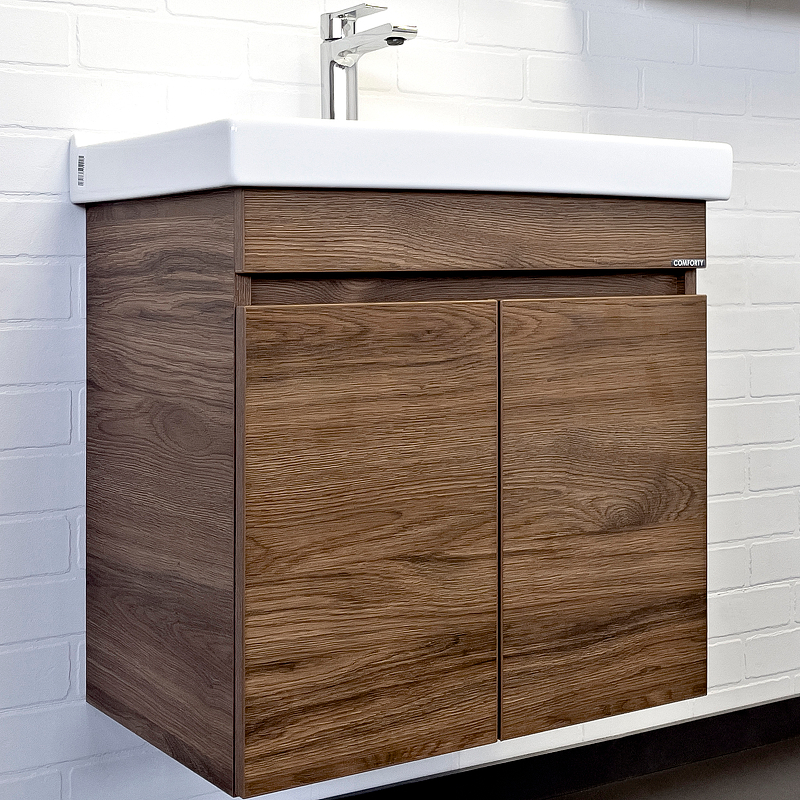 Тумба с раковиной Comforty Осло 00-00011149 60 см (дуб тёмно-коричневый) подвесная