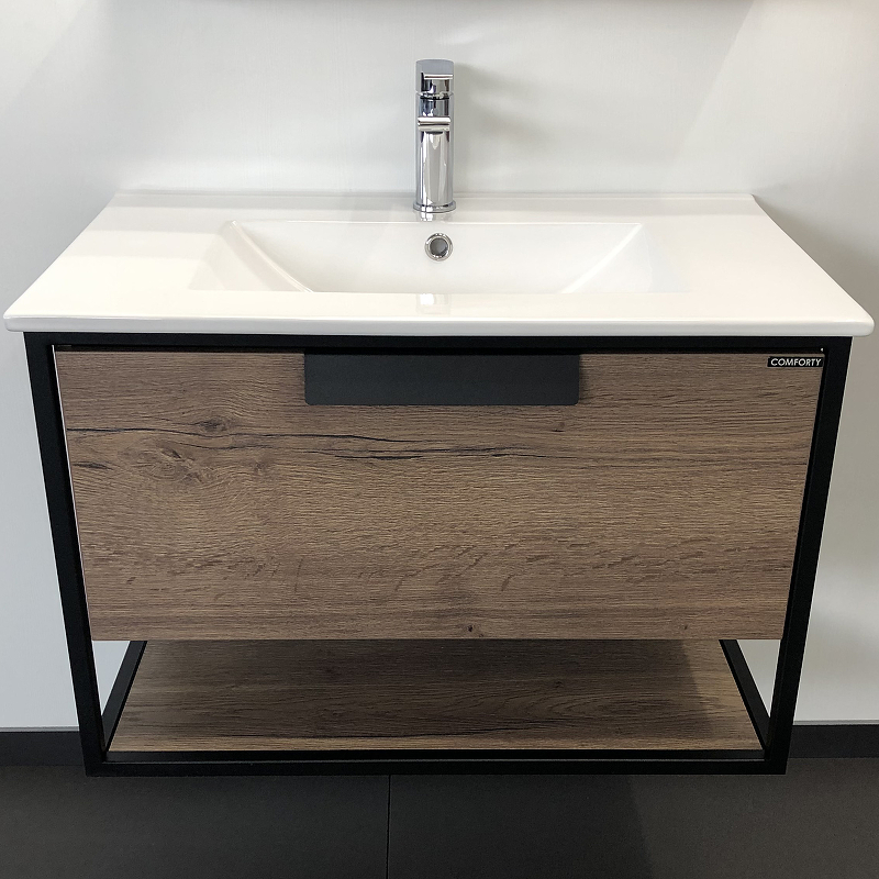 Тумба с раковиной Comforty Бонн-75 00-00006487 75 см (дуб тёмный) подвесная