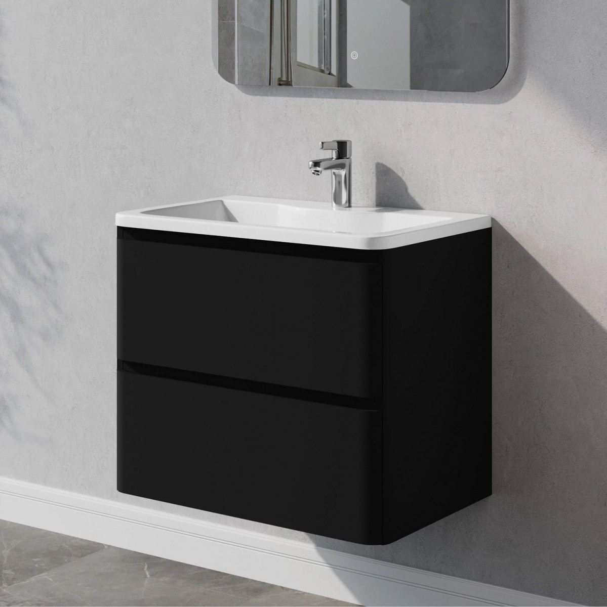 Тумба под раковину Итана Roberto 4657836466416 70 см (черный софт матовый) подвесная