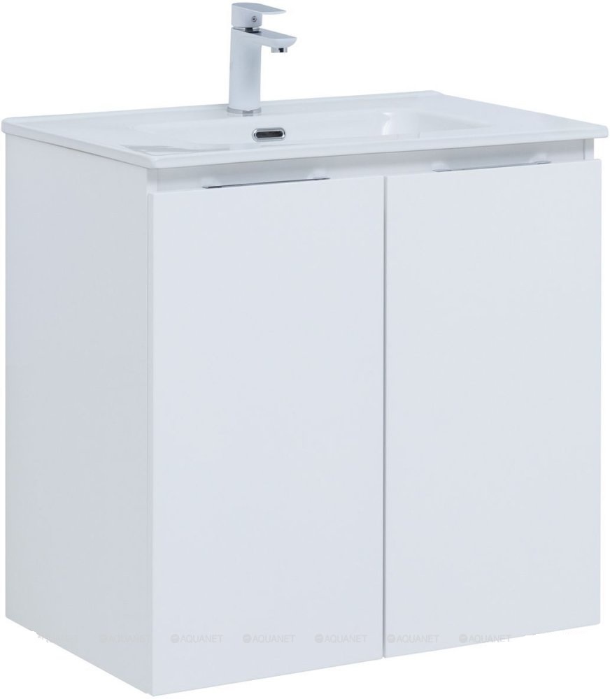 Тумба под раковину Aquanet Алвита New 303905 70 см (белый матовый) 2 дверцы, подвесная