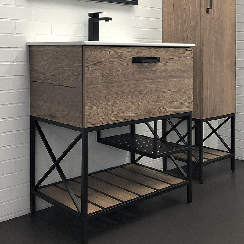 Тумба с раковиной Comforty Бредфорд 75 00-00008074 75 см (дуб тёмный) напольная