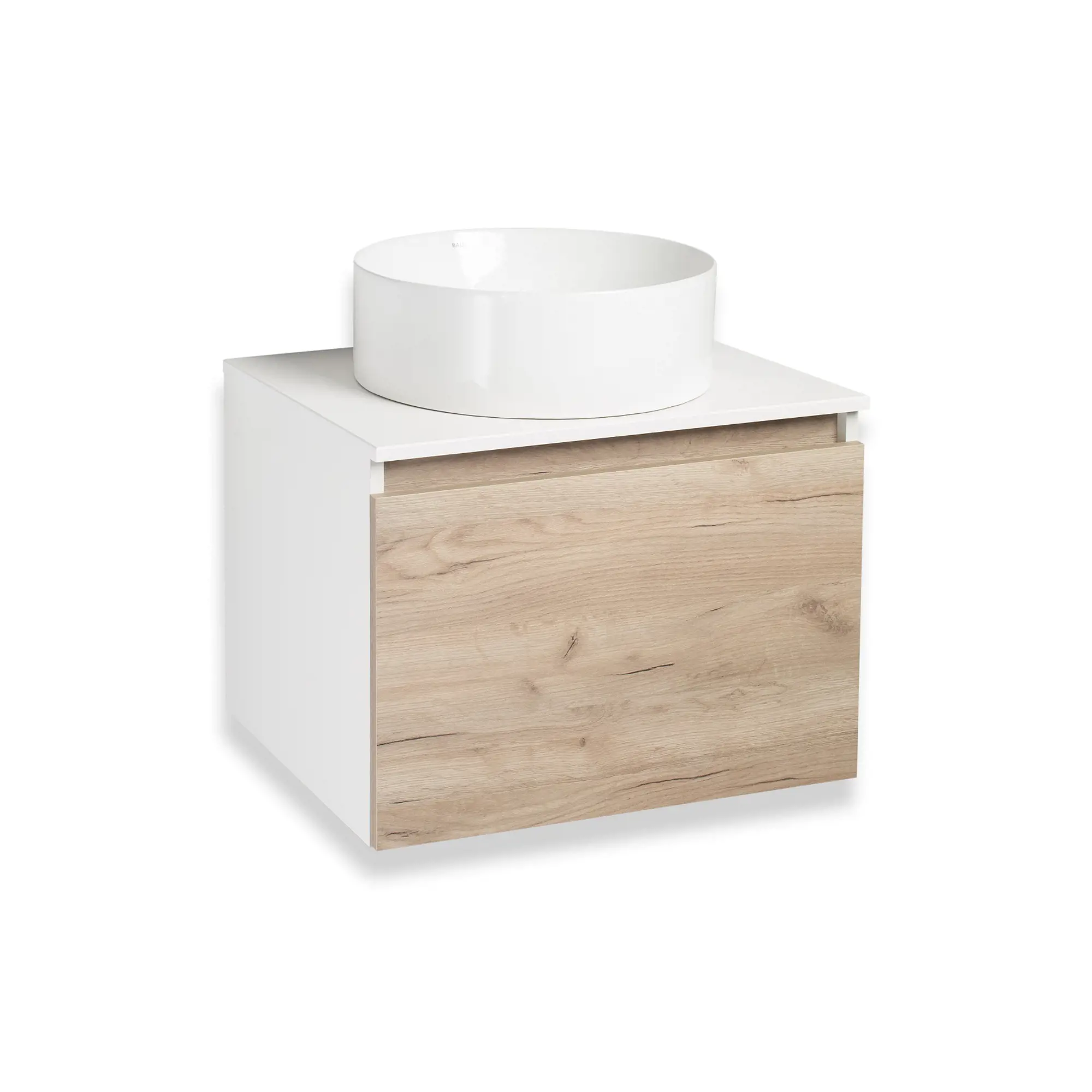 Тумба под раковину Runo Бари 00-00001374 60 см (белый/крафтовый дуб) подвесная