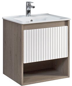 Тумба под раковину Belux Долли 4810924269133 70 см (белый глянцевый/дуб денвер) подвесной