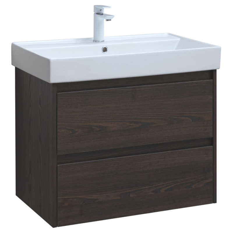 Тумба под раковину Aquanet Nova Lite 287895 75 см (дуб черный) 2 ящика, подвесная