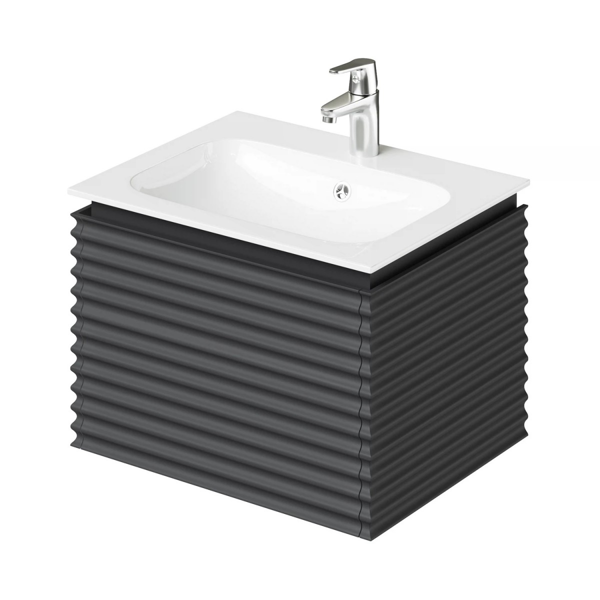 Тумба с раковиной Итана Eva 4657821042694 60 см (эмаль графит матовый) подвесная