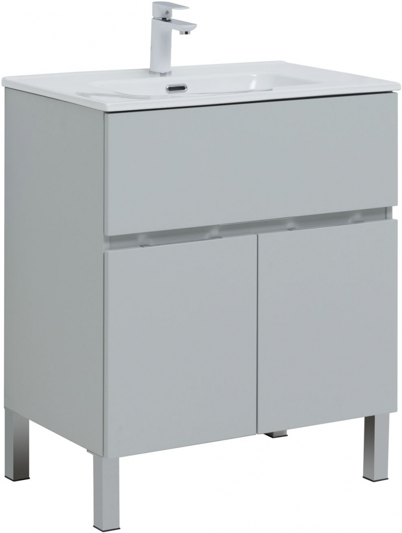 Тумба под раковину Aquanet Алвита New 303899 70 см (серый) 1 ящик 2 дверцы, напольная
