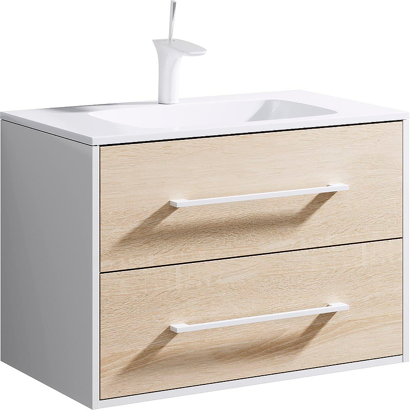 Тумба под раковину Aqwella Маями MAI0175 75 см (белый/дуб сонома) подвесная