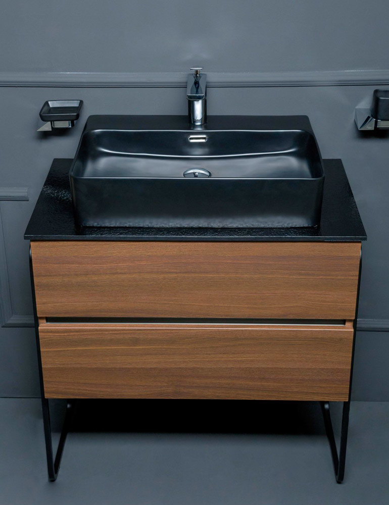 Тумба под раковину ArmadiArt Vallessi 837-060-D 60 см (дуб тёмный матовый) подвесная