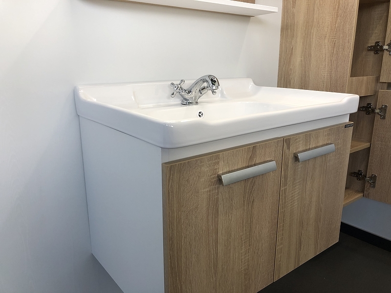 Тумба с раковиной Comforty Рига 00004142215 70 см (дуб сонома) подвесная