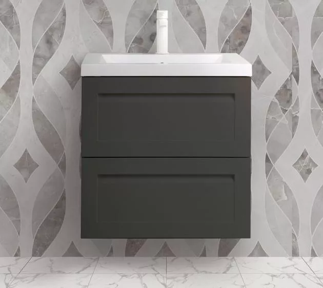 Тумба под раковину Art&Max Platino AM-Platino-600-2C-SO-GM-Cer 60 см (серый матовый) подвесная