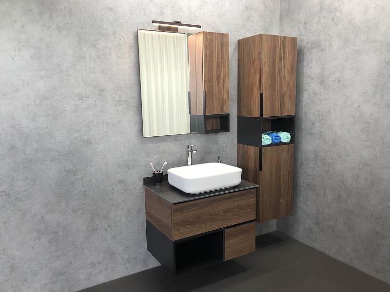 Тумба с раковиной Comforty Штутгарт 00-00001884 75 см (дуб тёмно-коричневый) подвесная