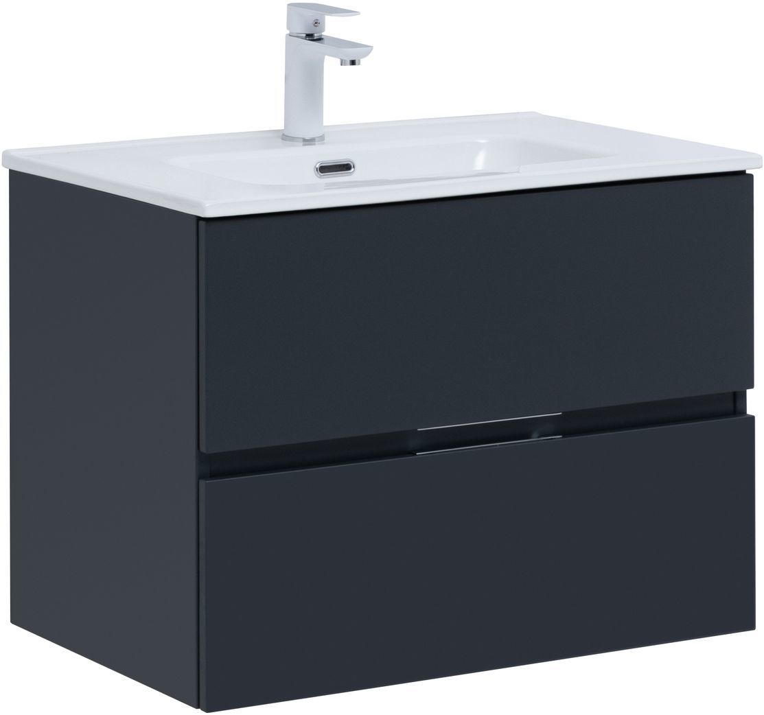 Тумба под раковину Aquanet Алвита New 303908 70 см (антрацит) 2 ящика, подвесная