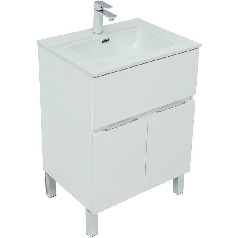 Тумба под раковину Aquanet Алвита New 277546 60 см (белый матовый) 1 ящик 2 дверцы, напольная