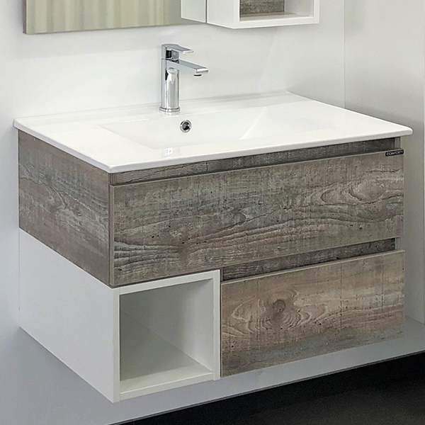 Тумба с раковиной Comforty Прага 00-00013913 75 см (дуб бежевый) подвесной