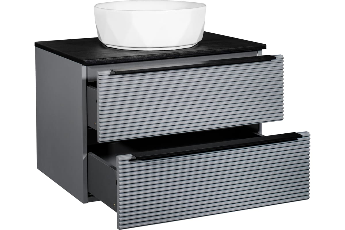 Тумба под раковину Runo Орлеан 00-00002021 70 см (серый/чёрный) подвесная