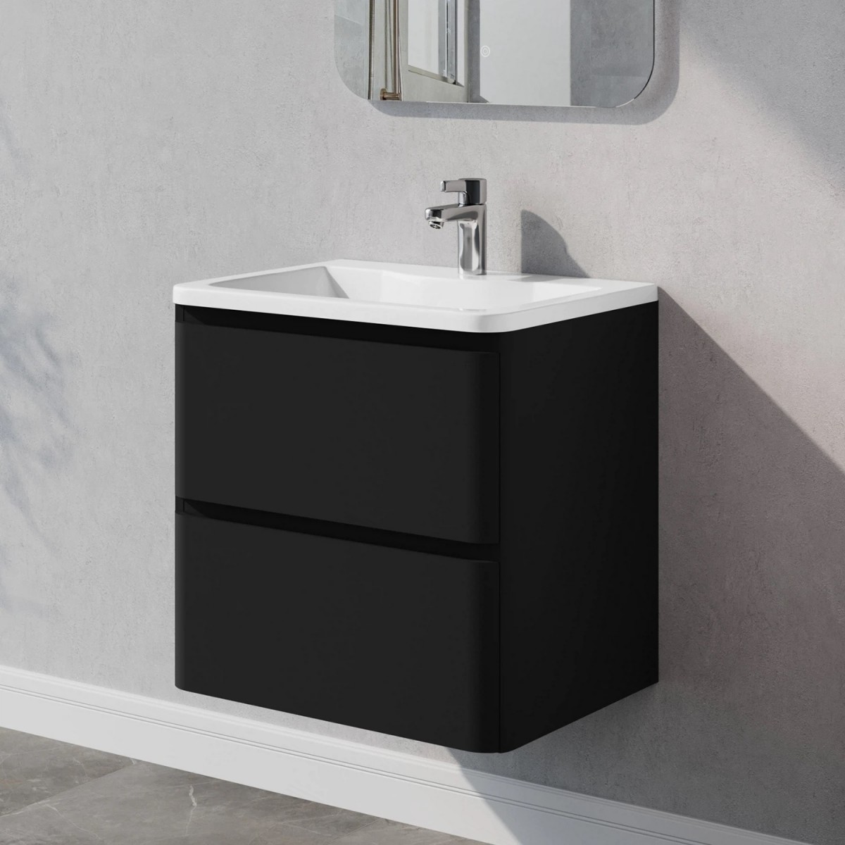 Тумба с раковиной Итана Roberto 4657836466386 60 см (черный софт матовый) подвесная